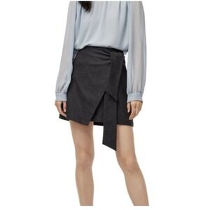 Wilfred Dorine Wool Blend Faux Wrap Tie Front Mini Skirt Gray Size 00